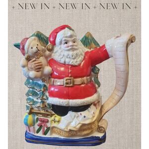 Fitz and Floyd Omnibus 1993 North Pole Express Santa Pitcher 2 Quarts 5802